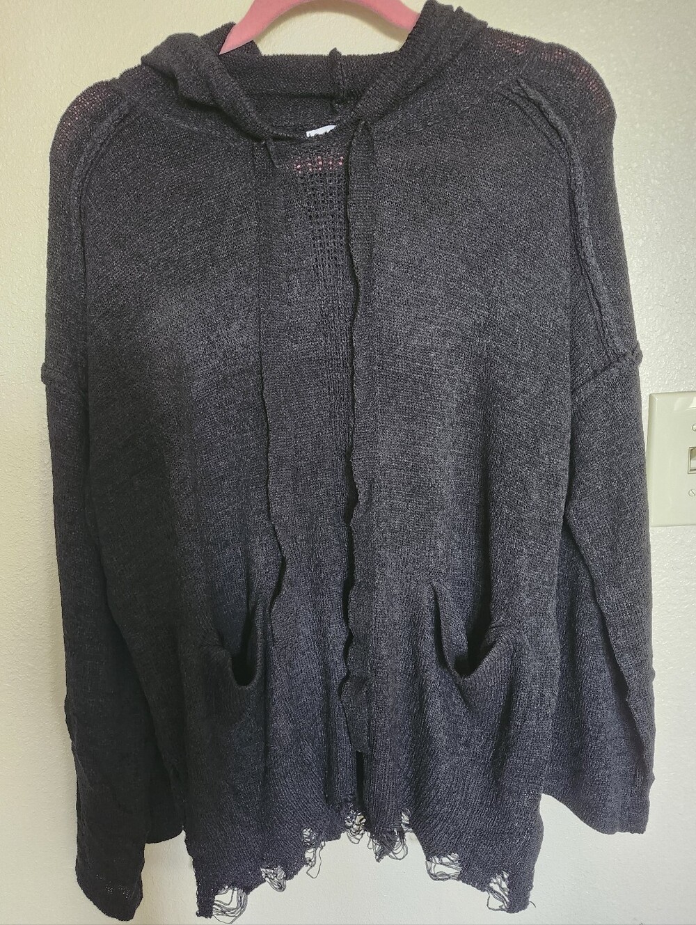 White Birch Distressed Hoodie Sheer Beach Tunic